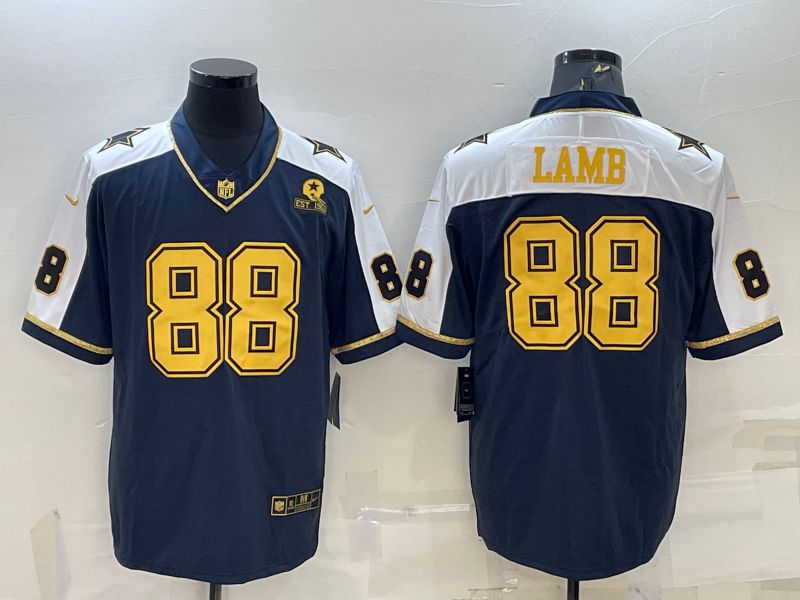 Men Dallas Cowboys #88 Lamb Blue Gold Thanksgiving 2022 Nike Limited Vapor Untouchable NFL Jersey